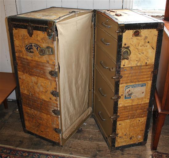 Large cabin trunk with Queen Mary White Star labels